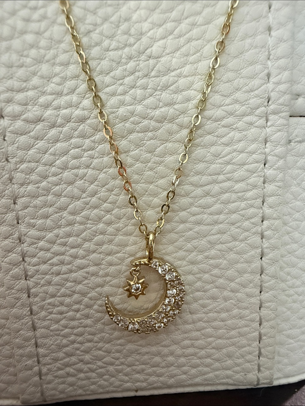 Delicate Gold-Filled Crescent Moon & Star Necklace with Crystal Accents